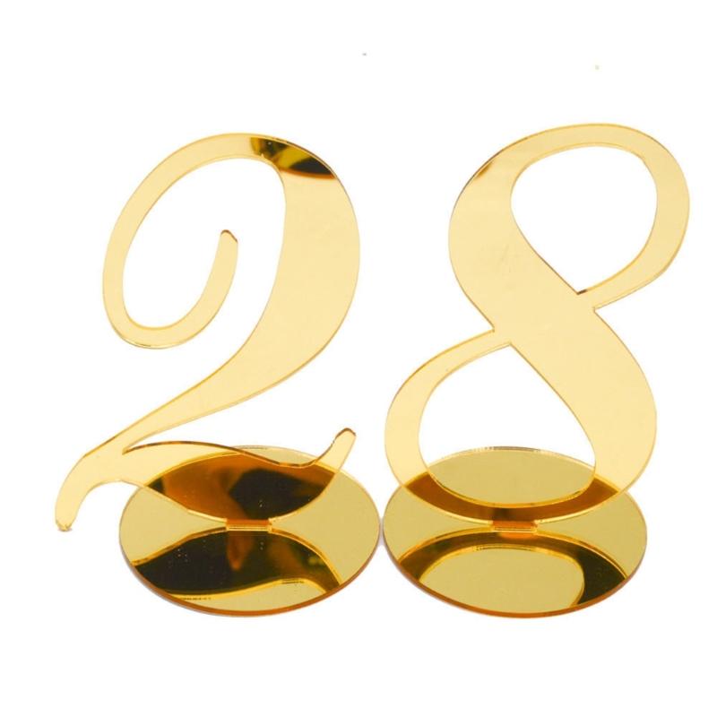 10pcs Wedding Table Numbers Gold Mirror Acrylic Signs Reception Number Decor X3UC