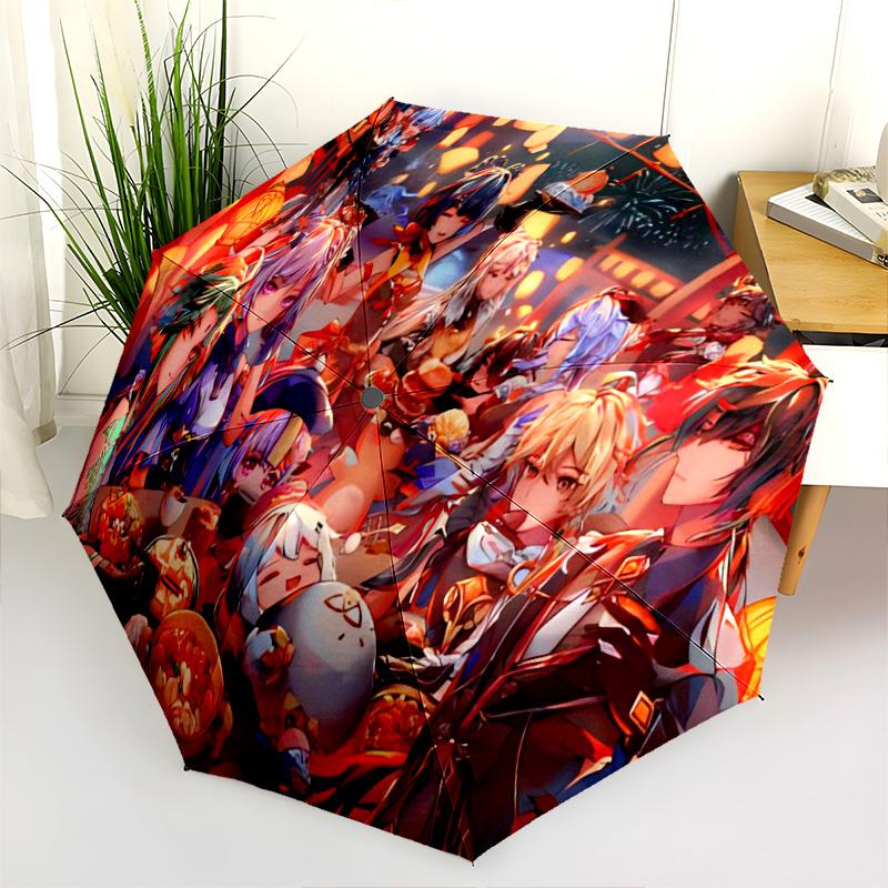 Lantern Festival Feast Folding Umbrella 8 Paraphenoid Bones Suitable For All Seasons Travel Umbrella Umbrella Travel