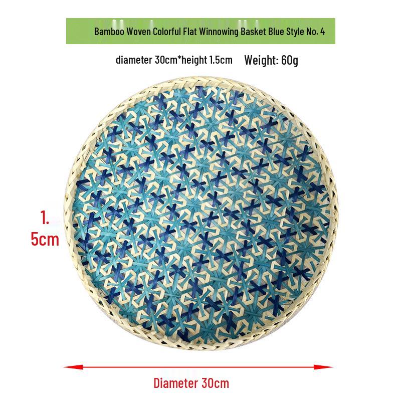 Colorful Handmade Bamboo Weaving Winnowing Basket - Round Hanging Ornament & Sieve for Kindergarten, Hotel, or Homestay Decoration