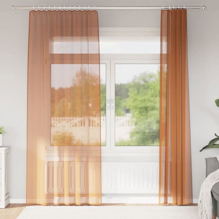 VidaXL Rideaux en voile avec boucles 2 pcs terre cuite 140x225 cm, rideau en filet, rideau transparent, voile de fenêtre, 4102323
