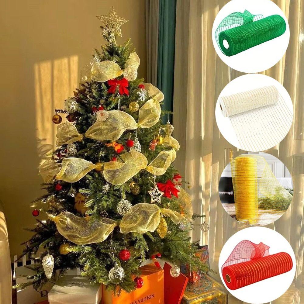 DIY Craft Christmas Decoration Mesh Ribbon 26cm Christmas Flower Wreath Mesh  Party Decor