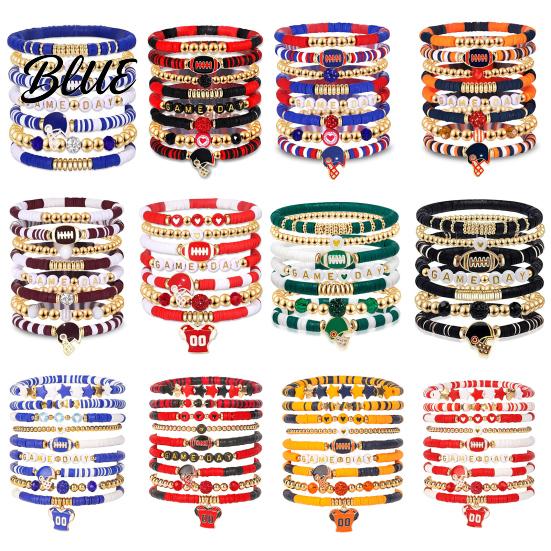 Football Party Accessory Game Day Bracelets Stackable Sports Charm Elasticated