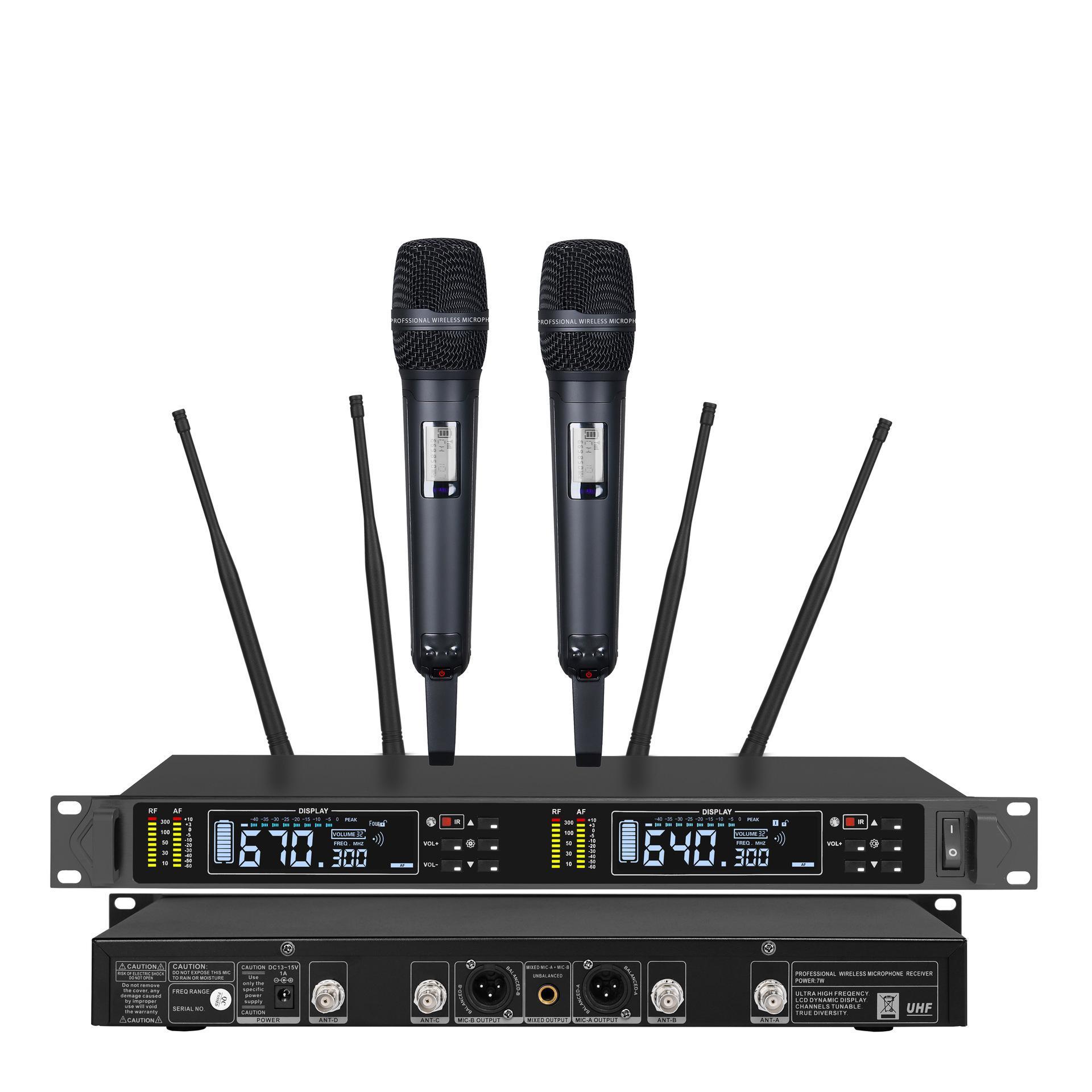 

Wireless True Diversity Dual Microphone System In Stock US Plug