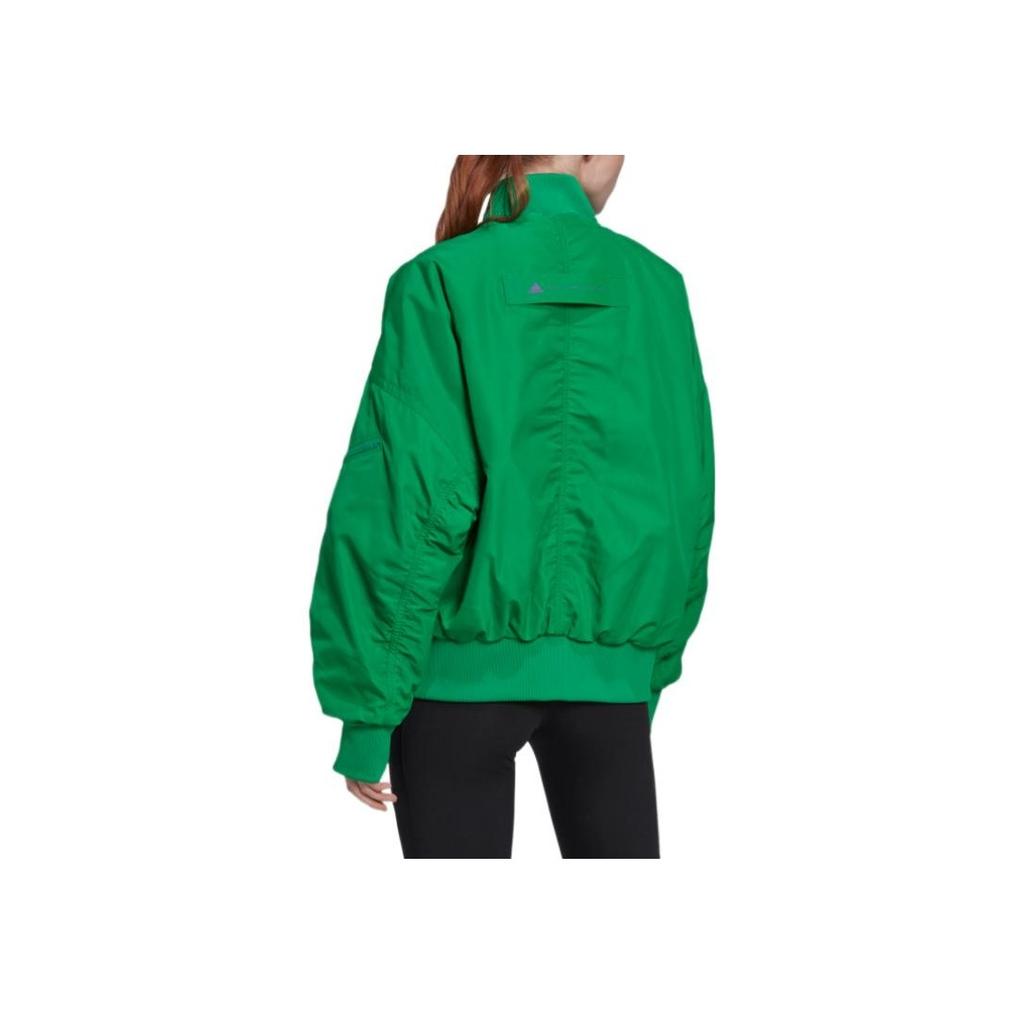Adidas Solid Color Zip-Up Long Sleeve Jacket Women Outerwear Green HI0926