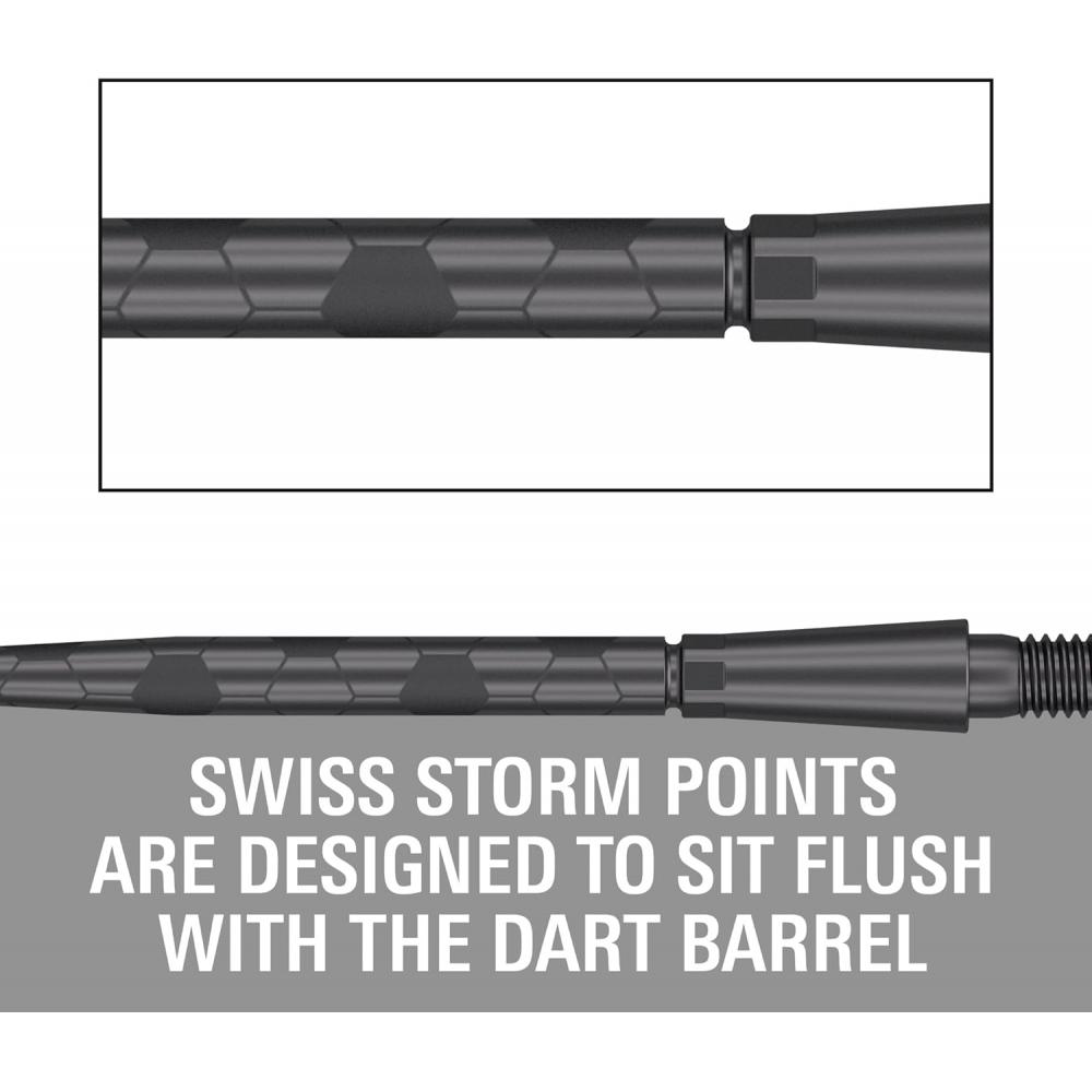 Target Darts Swiss Storm Onyx Dart Points  Set Of 3  26mm 30mm 35mm   Silver Go