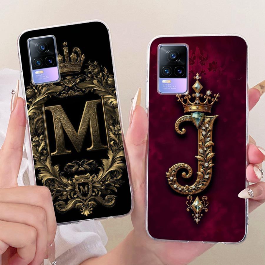 For Vivo V21e V2061 Y73 2021 Case Initial Letter Silicone Protective Soft Back Cover Case For VivoV21e 5G Case V2055 Phone Funda