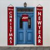 Christmas Decorations Plaid Door Curtain Bunting Hanging Party Atmosphere Banner