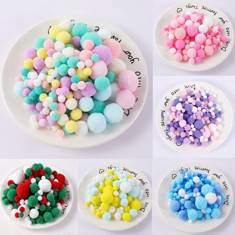 130Pcslot Pompom 1015202530Mm Fluffy Fuzz Pom Poms Balls Mixed Pompoms For Diy Crafts Wedding Decor Kid Toy Sewing Supplies