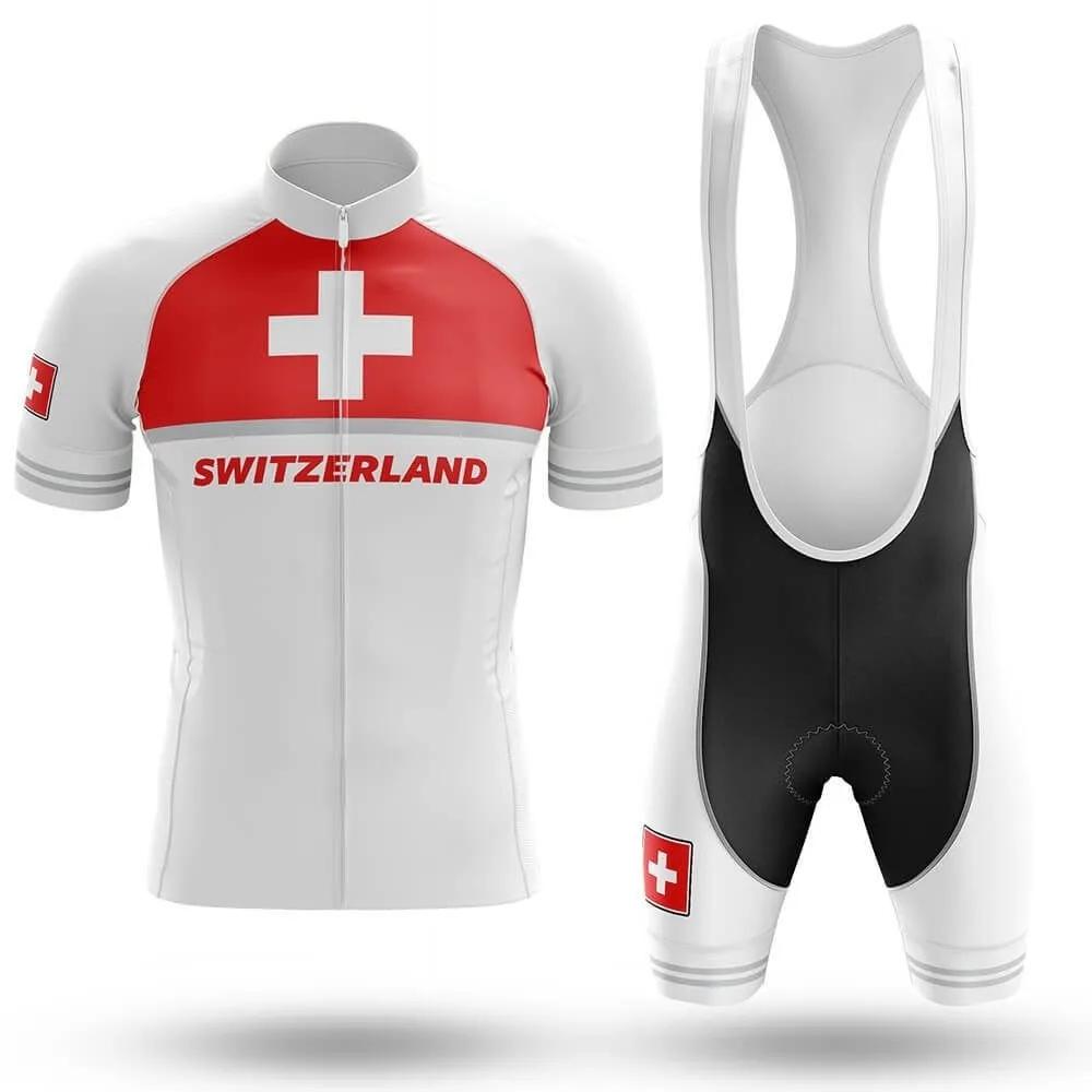 Set Maglia da Ciclismo Rossa Svizzera per Uomo, Tuta Sportiva Degradé per Mountain Bike, Abbigliamento Sportivo Estivo, 2026