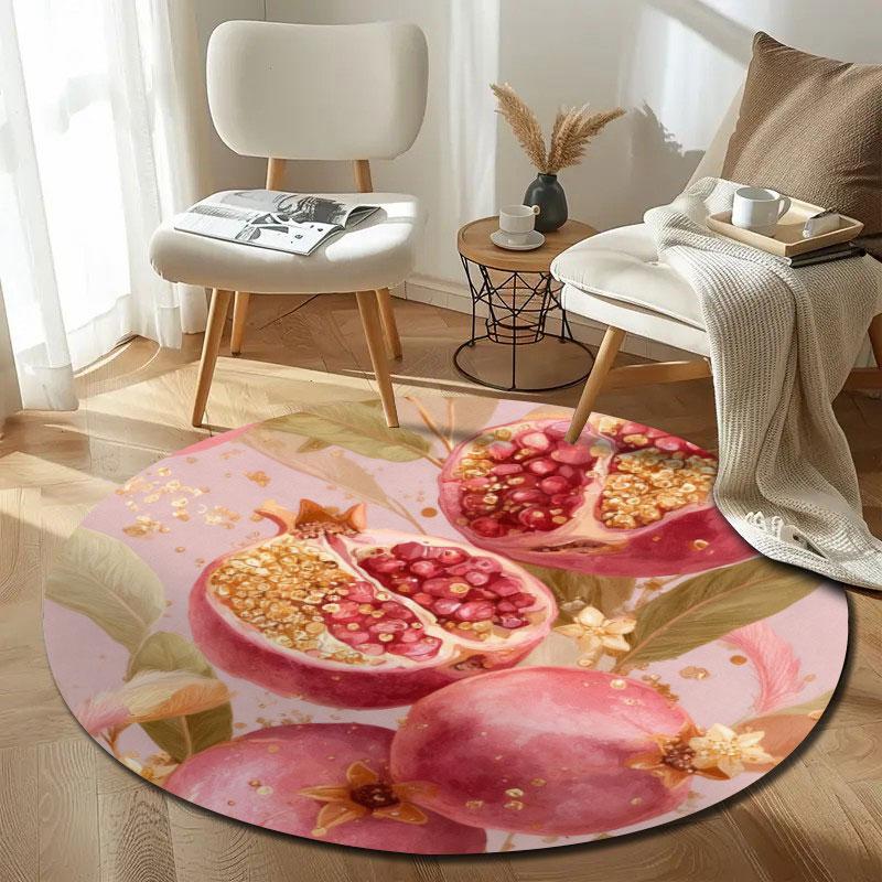 Retro Round Moon Multicolor Carpet, Non-Slip Floor Mat for Dining Room