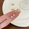 Pinkdudu Sugar Cube Yellow Diamond Stud Earrings Sparkling Light Luxury High-End Earrings Elegant PD2518