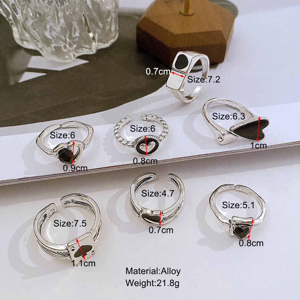 Retro Silver Color Heart Butterfly Ring For Women Punk Geometric Antique Snake Opening Adjustable Rings Y2K Trendy Jewelry Gifts