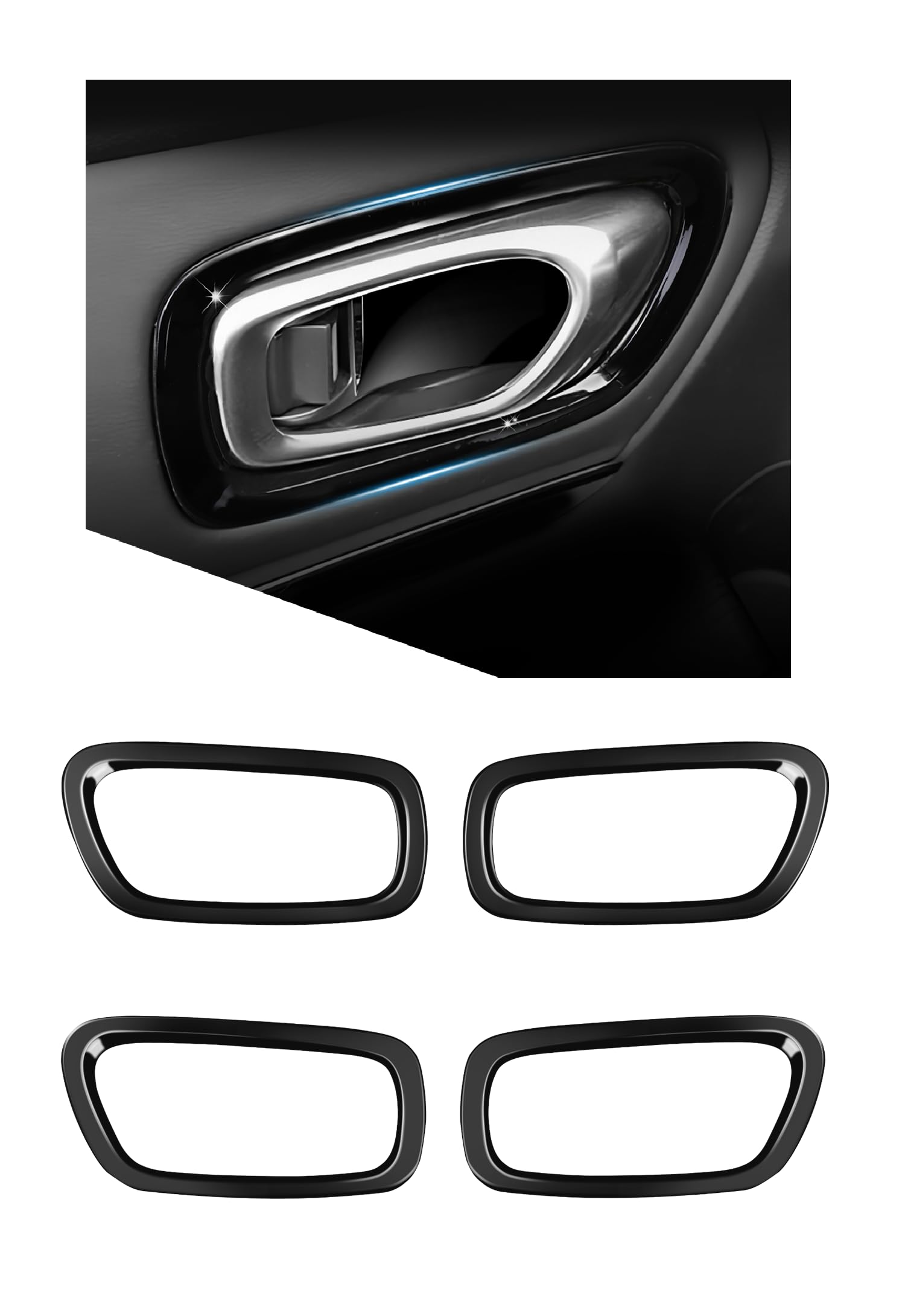 

VLOOKEE Панели внутренних дверных ручек для Honda New Vezel серии RV и кастомные внутренние дверные ручки, дверные ручки, легко царапающийся набор из 4 шт. (2-е поколение), RV3, чёрный