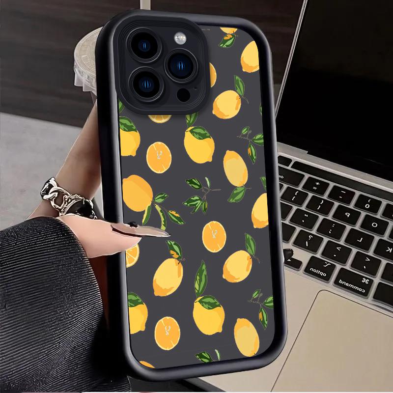 Watercolor Refreshing Lemon Blue Leaves Case for iPhone 17 Air 16 E 15 14 Plus 13 12 Mini 11 Pro Max Silicone Dustproof Cover