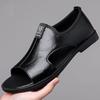 Sandalias casuales sin cordones para hombre, zapatos negros con punta abierta y suela de goma, sandalias con tiras para uso al aire libre en primavera y verano