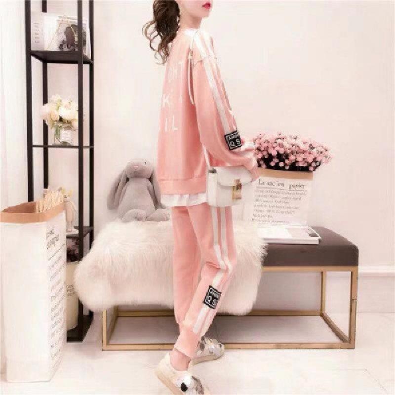 Fashion Casual Sports Suit for Women, Spring and Autumn Loose Long-sleeved Trousers, Thin Sweatshirt Two-piece Set