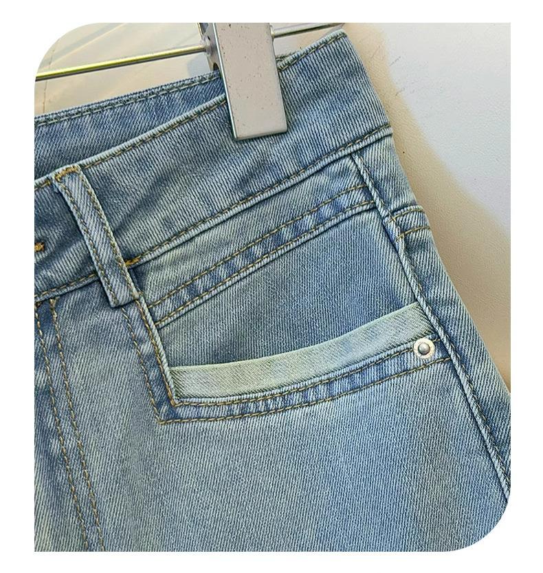 Women's Retro High Waist Patchwork Jeans - Slimming Straight Leg Cigarette Pants, Spring/Autumn 2025 Collection.