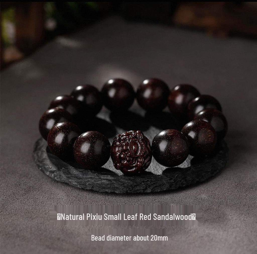 Men's Red Sandalwood Pixiu Beaded Buddhist Bracelet Gift