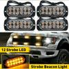 4x 12LED Amber Warning Dash Hazard Beacon Bar Strobe ABS Light Foglights Housing