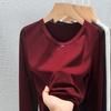 Ankola Red Round Neck Long-sleeved T-shirt Women's Inner Bottoming Shirt Early Autumn New Models, Thin Clothes