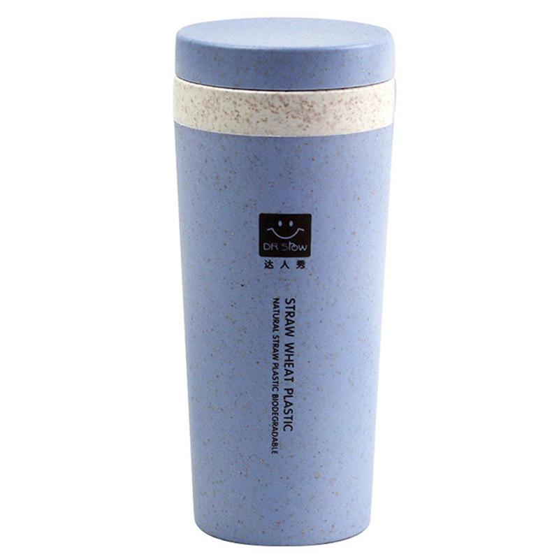 

Портативный термос объемом 300 мл, здоровая пластиковая чашка из пшеничного волокна, двухслойный термос синий