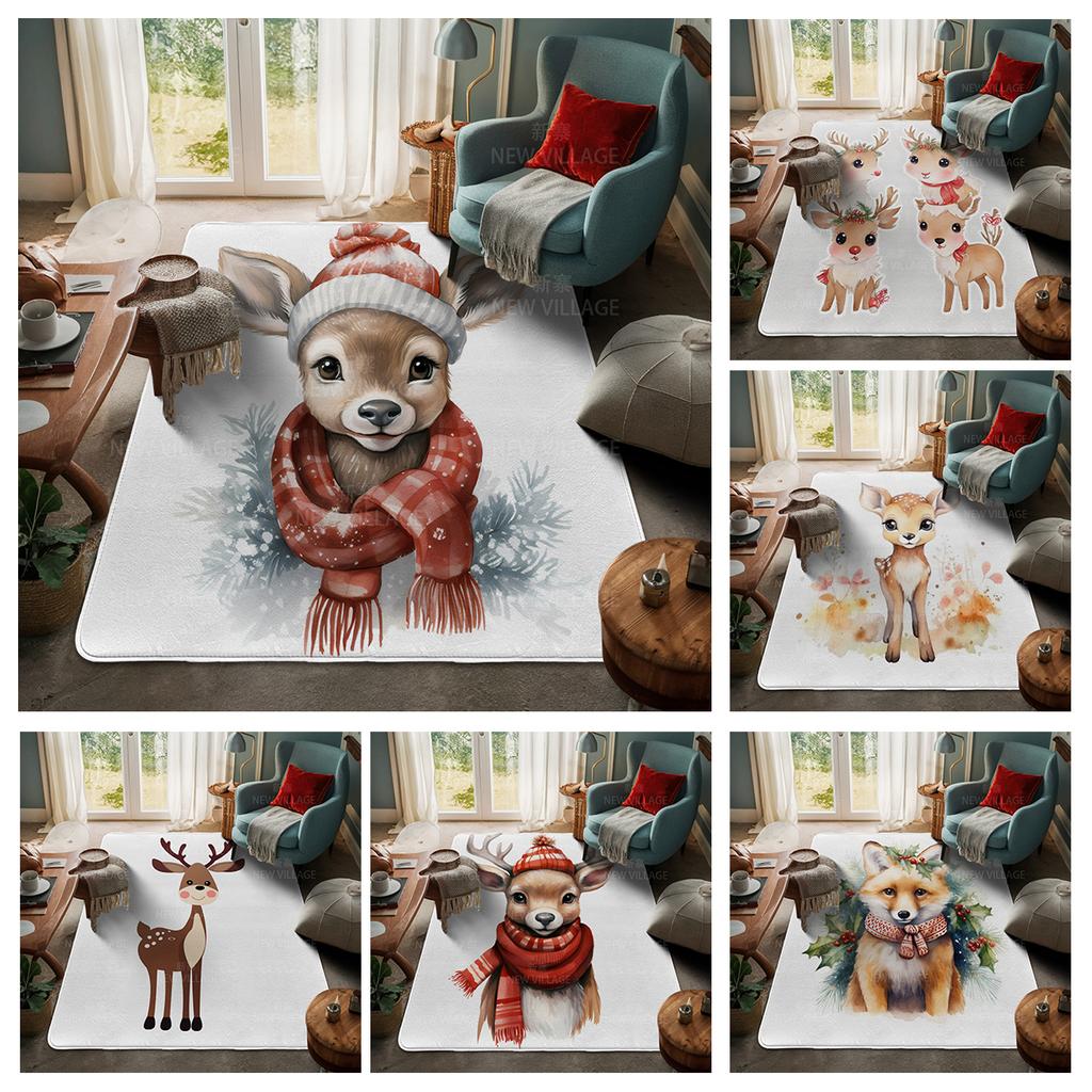 House Entrance Carpet Home Door Mat Living Room Bath Foot Bathroom Non-slip Water Absorption Rugs Bath Merry Christmas Winter