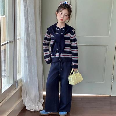 Gilet Cardigan Tricoté à Rayures pour Filles - Collection Printemps/Automne 2025