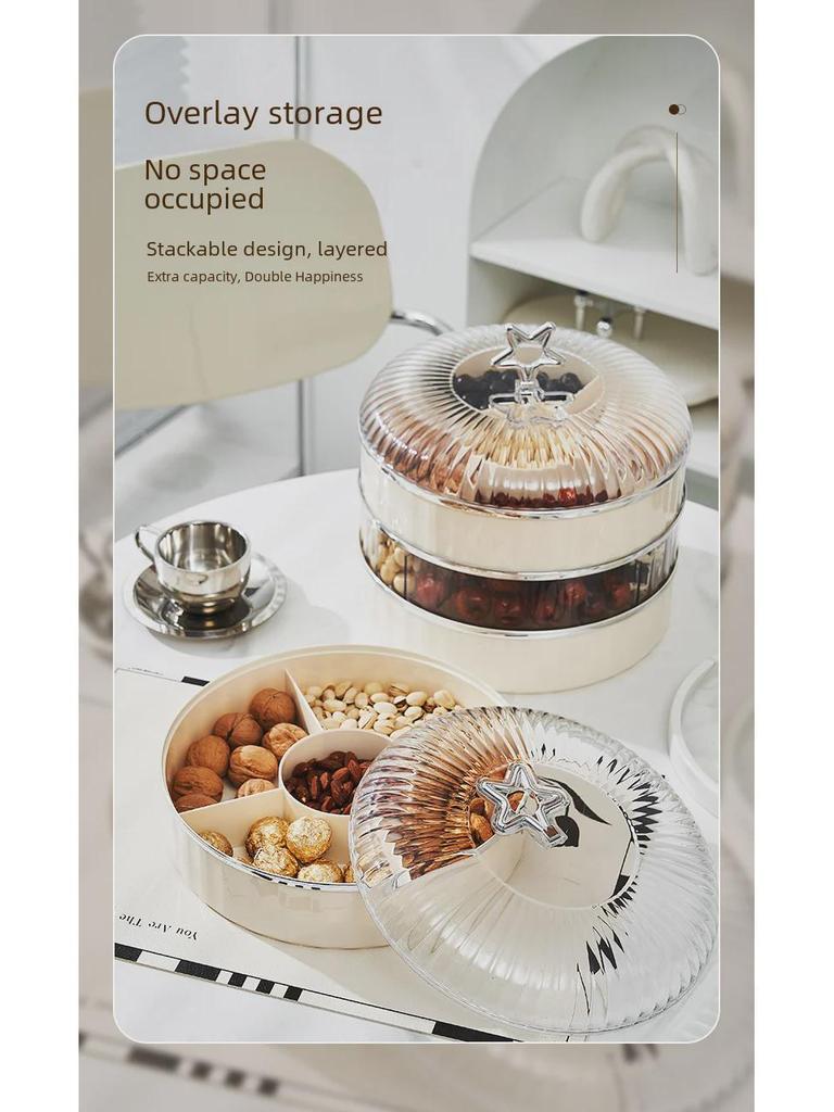 Elegant Multi-layer Fruit and Snack Box with Lid for Living Room