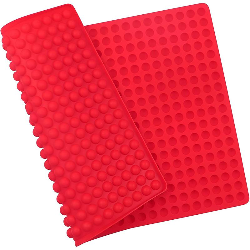 

468-Cavity Mini Round Silicone Mold Semi Sphere Gummy Candy Chocolate Chip Candy Molds Non-Stick Pet Dog Treat Baking Mat красный