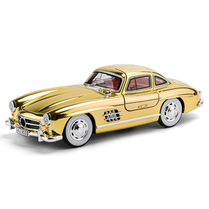 1/24 Scale Benz 300SL Classic Car Alloy Metal Diecast Car Model Sound & Light Collect Hobby Desktop Decorative Ornament Gift