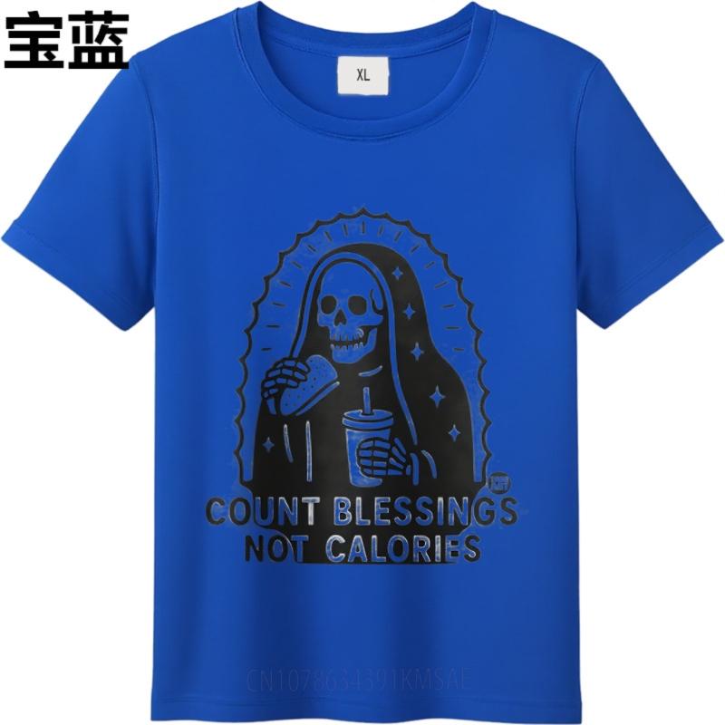 Men tshirt Anime Cotton Tshirt for man Graphic summer For man tshirt Count Blessings Not Calories Short Sleeve Rock Oneck Top