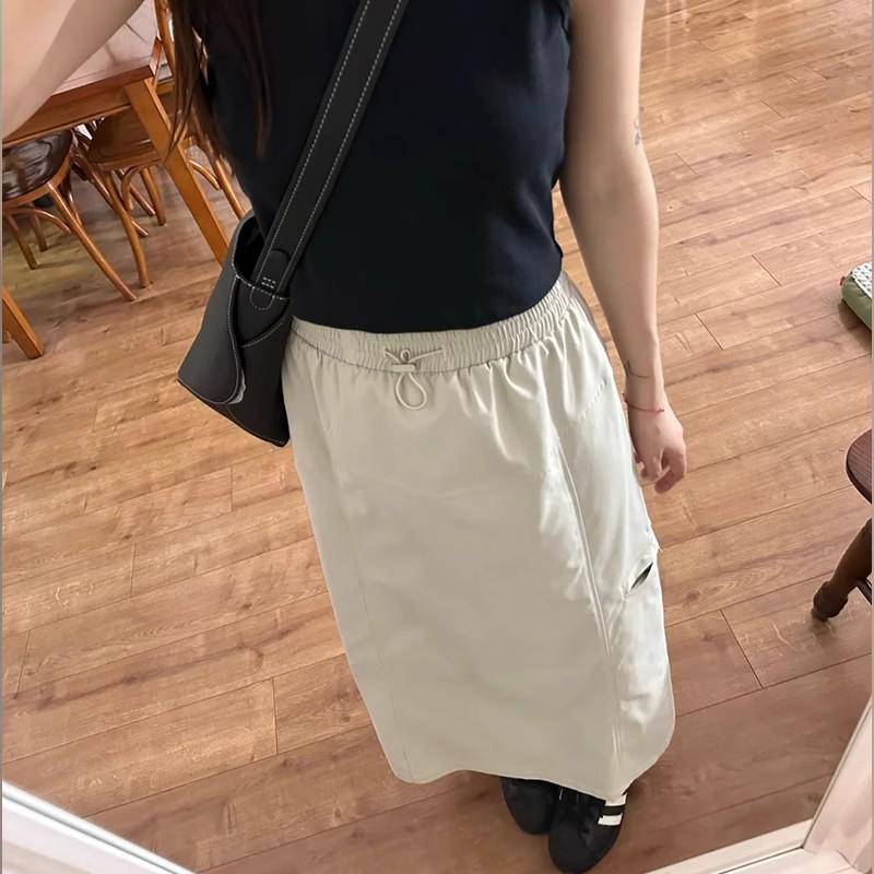 Women's High Waist A-Line Retro Workwear Skirt with Slit - Plus Size, Slimming, Mid-Length for Spring and Autumn.