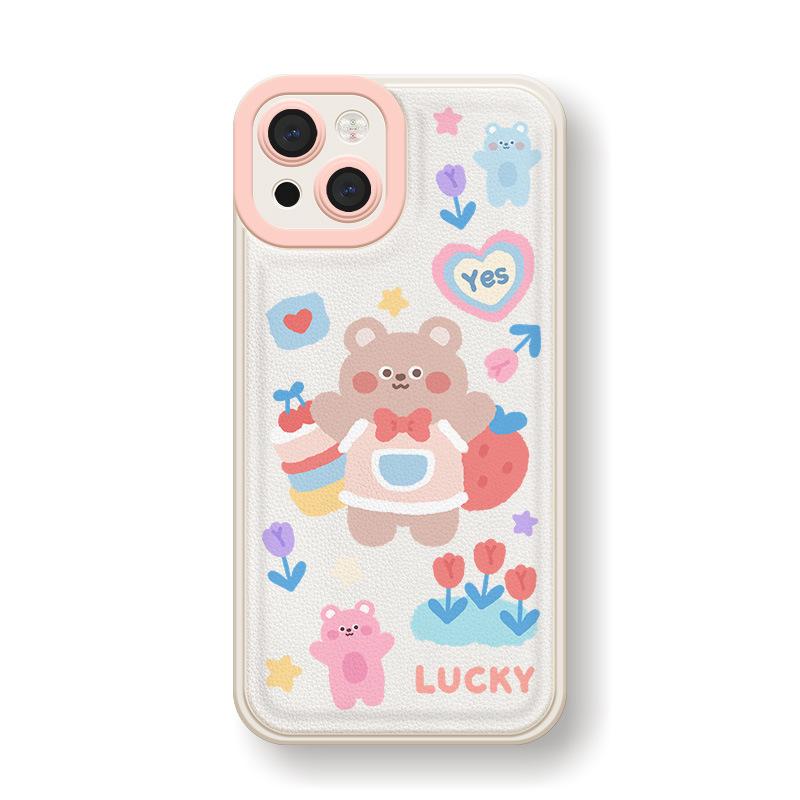 

Zhitai Plain Leather Cartoon Case for iPhone 11/13/14 Pro/678Plus/XS iPhone 14 Plus