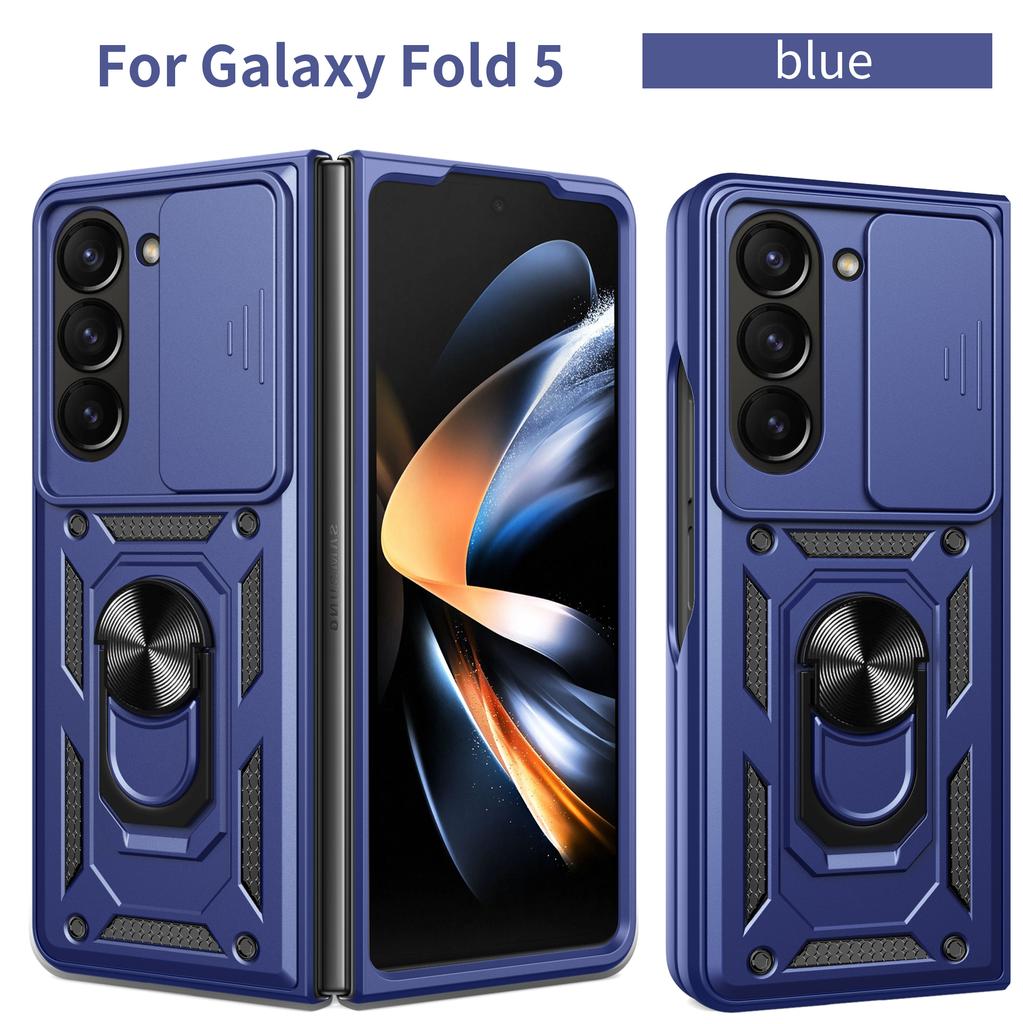 Für Samsung Z Fold4 Hülle Galaxy Z Fold 5 Cover Galaxy Z Fold 6 Magnetischer Halter Rüstung Handyhülle Schiebefach Kamera Schutz Rückseite Abdeckung