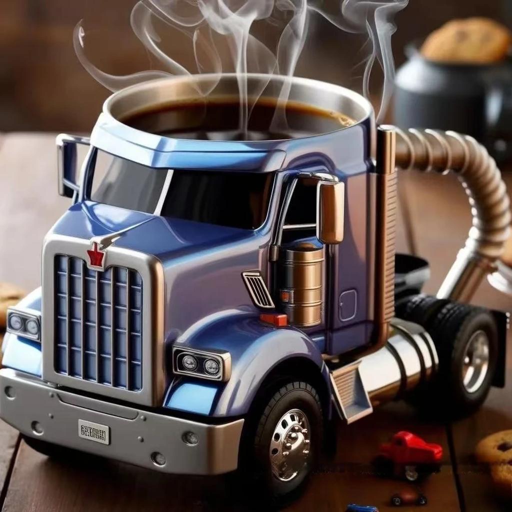 1Pcs Creative Semi-trailer Truck Shaped Coffee Cup Business Gifts Hot Sale Resin Home Decoration Semi-Truck Water Mugs Ornament