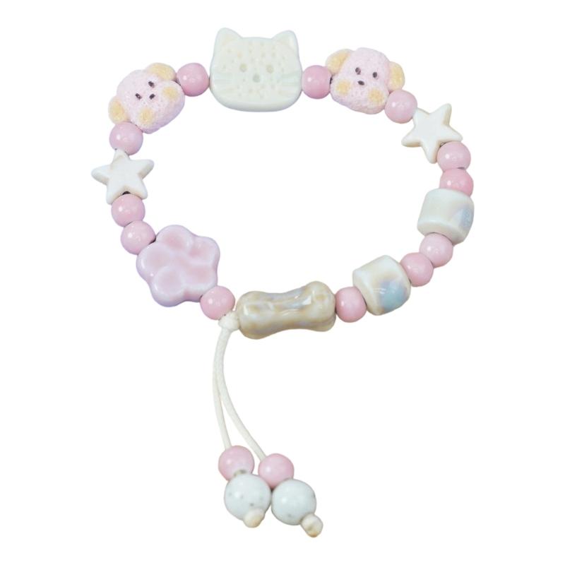 Handgjort Keramiskt Hundarmband Konstnärligt Armband Pärlarmband Keramisk Textur för Unik Stil och Trendigt Bärande