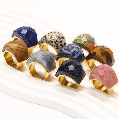 Bague Large à Anneau Titane Acier Acier Titane Dégradé Semi-Transparente Zircon Multicolore Bijoux Accessoires Quotidien Empilables Agressifs