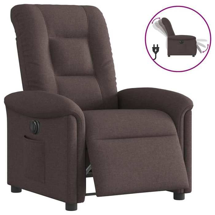 VidaXL Fauteuil inclinable électrique Marron foncé Tissu, fauteuil électrique pour personnes âgées, fauteuil inclinable, 3303239