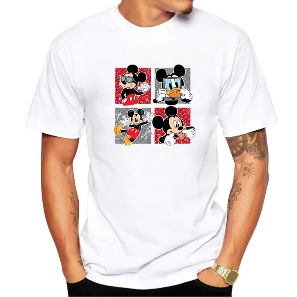 T Shirt For Men Mickey Minnie Mouse Co-Name 100% Cotton Streetwear Short Sleeve Tshirts Women Summer Clothing T-Shirt Tees Tops