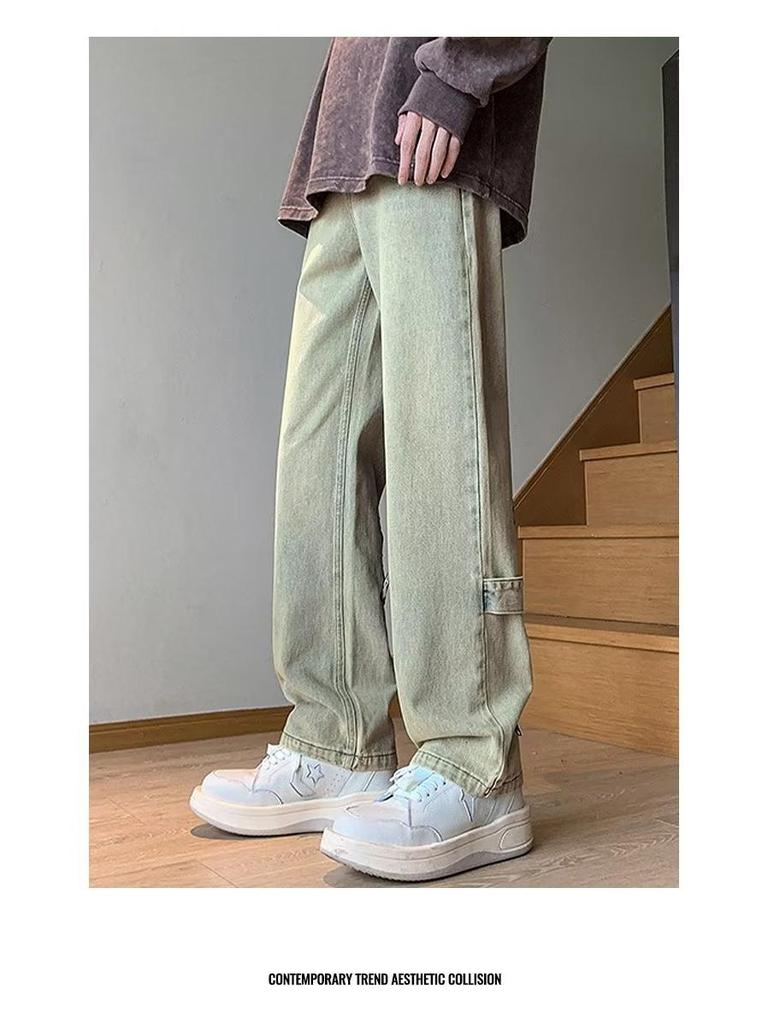2023 Men's Hong Kong Style Letter Jeans - Trendy Hip-Hop High Street Fashion