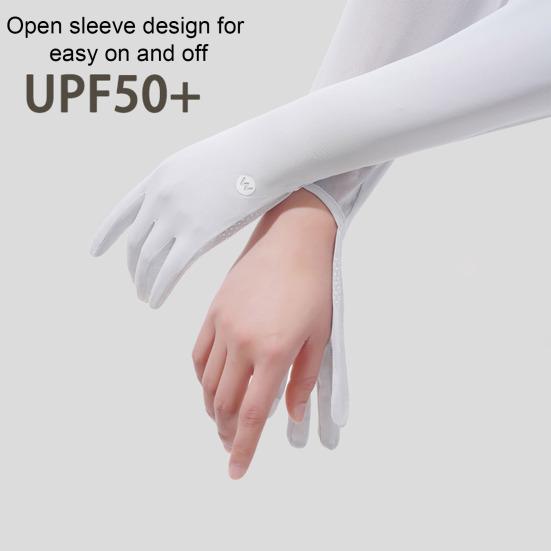 Sun Protection Long Sleeves Anti-Slip Finger UV Gloves Cooling Arm Palm Full Protection