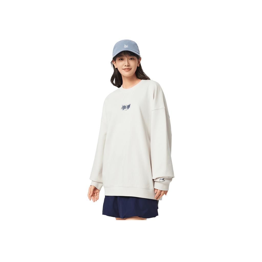 Li Ning Sports Lifestyle-serie Enkel Rundhals Bekväm Bokstavstryck Lös Mångsidig Tröja Unisex Tröja AWDVF85-1