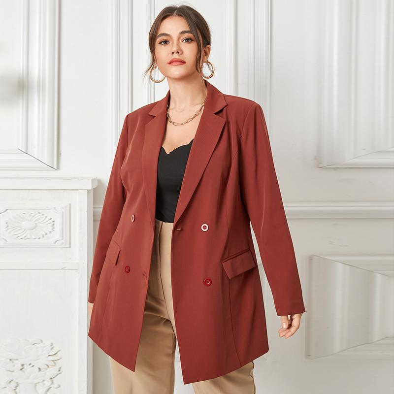 

Женский весенний тонкий однотонный двубортный пиджак с лацканами