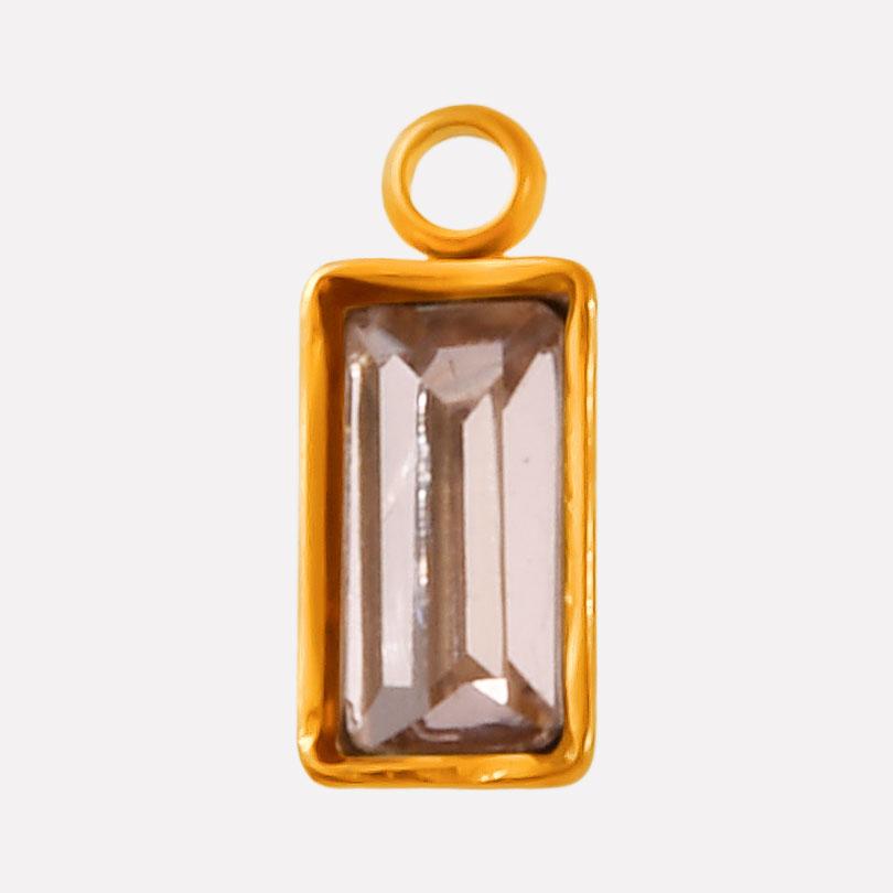 6pcs Rectangle Geometric Crystal Pendants Stainless Steel Charms For Jewelry Making Supplies Metal Rhinestone Charm DIY Bracelet