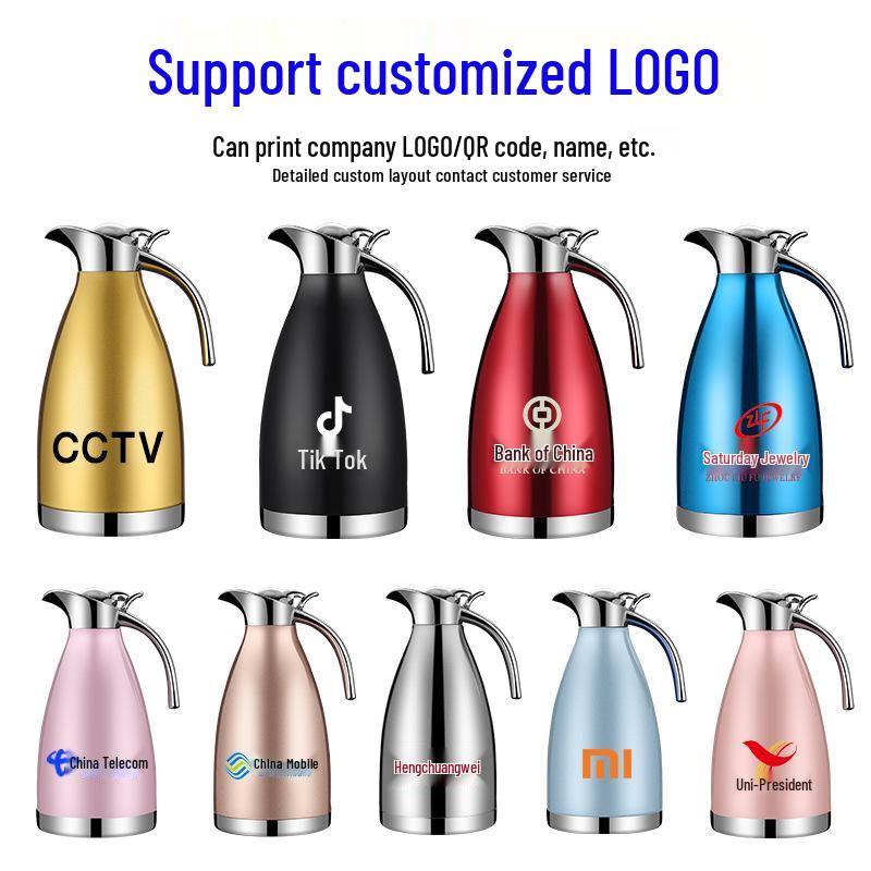 2L European-Style Insulated Vacuum Coffee Pot, 304 Stainless Steel - Keeps Drinks Hot or Cold