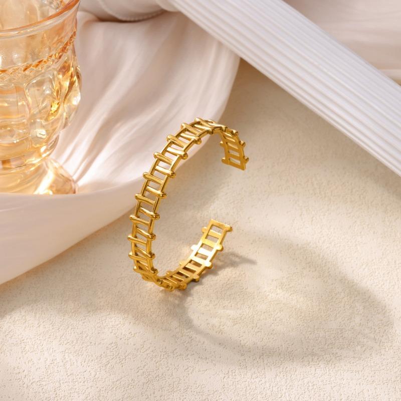 Bracelet jewelry stainless steel hollow line geometric bracelet women wide edge fashion personality exaggerated jewelry