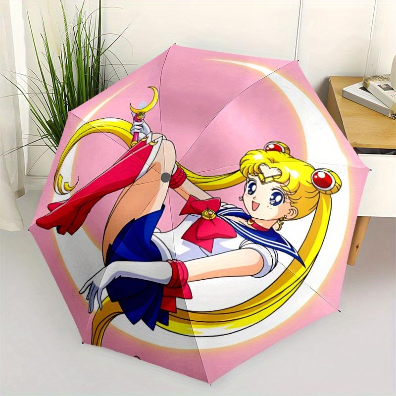 Sailormoon Automatic Umbrella - Foldable with 8 Iron Ribs, Portable for Outdoor, Gift, Outdoor Umbrell, Playful Accessory, Durable High Qual