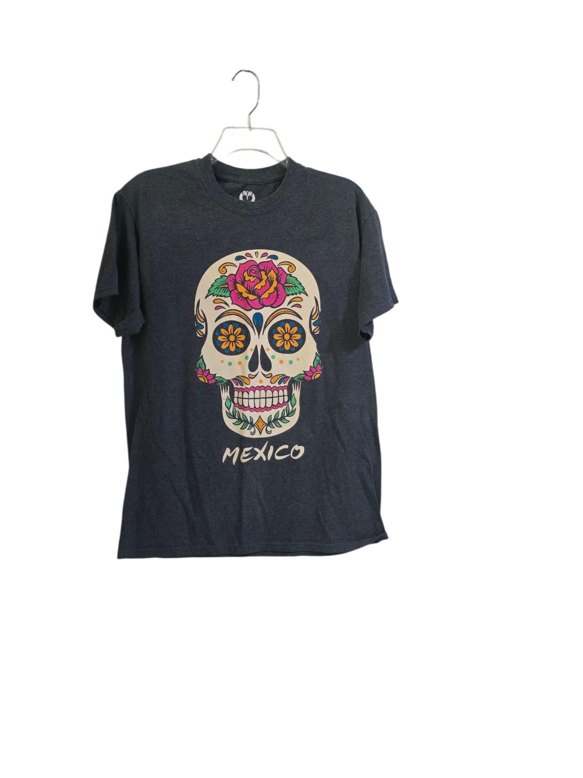 TROPICAL RELAX MEXICO T Shirt Men s MEDIUM Colorful Skull Gray S