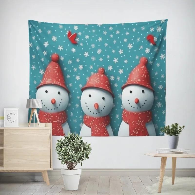 Christmas New Year Snowman Pattern Tapestry Living Room Sofa Home Decor Tapestry