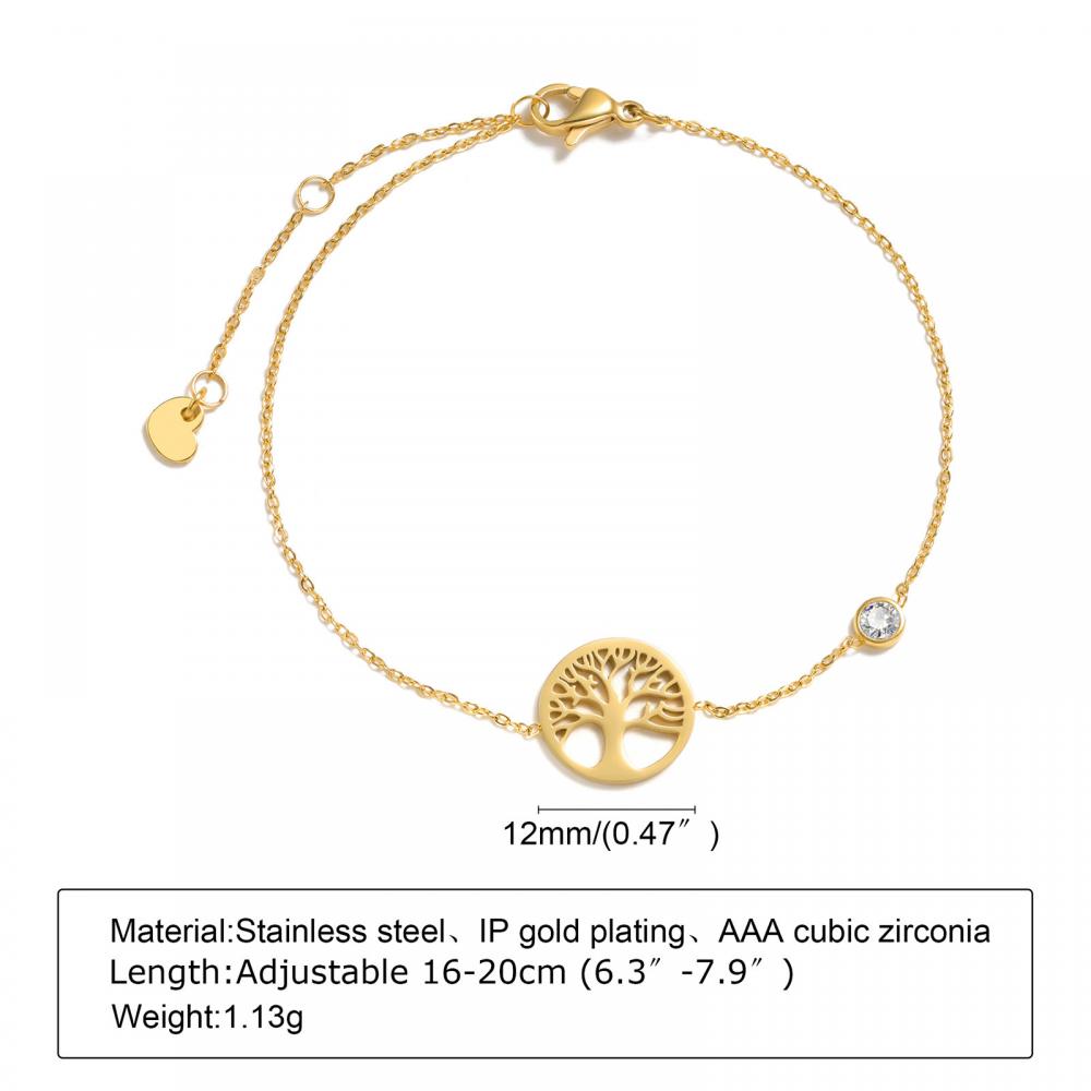 Women Jewelry 18K Gold Travel Bracelet Curb Link Chain Cross Moon Zircon Charm Bracelet